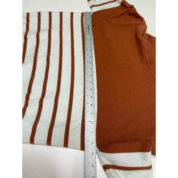 Sucrefas Turtleneck Knit Sweater Long Sleeve Colorblock Brown White Women's M - Picture 6 of 8